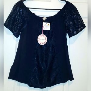Umgee Navy blue Lace Top